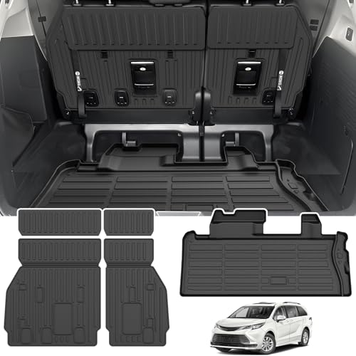 Sienna Cargo Liner - Trunk Mat for Toyota Sienna 2021-2026, All Weather Cargo Mat for Sienna Accessories, Heavy Duty Car Mats, Car Accessories - size: 2)Toyota Sienna 21-25