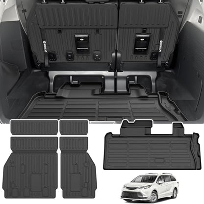 Sienna Cargo Liner - Trunk Mat for Toyota Sienna 2021-2026, All Weather Cargo Mat for Sienna Accessories, Heavy Duty Car Mats, Car Accessories - size: 2)Toyota Sienna 21-25