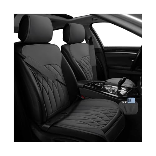 2 PCS Leather Front Car Seat Covers, Sideless Auto Seat Covers with Storage Pocket & Seatbelt Pads, Universal Waterproof Vehicle Seats Protectors for Most Front Seats (Black) - color: Black
