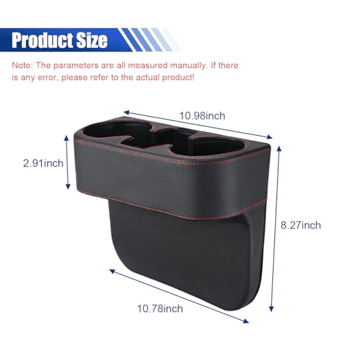 Car Cup Holder, Auto Front Seat Organizer, Multifunctional Cup Drink Holders with PU Leather Cover, Gap Filler Storage Box Coin Bucket Console Side Pocket Cell Mobile Phone Holder (Black) - color: Black