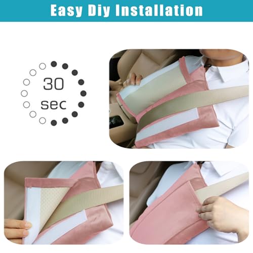 Super Soft Seatbelt Pillow, Seat Belt Pillow for Mastectomy Post-Surgery, Seat Belt Cushion for Heart Surgery Recovery, Hysterectomy Abdominal Incision Recovery Seatbelt (Pink, Large) - color: Pink