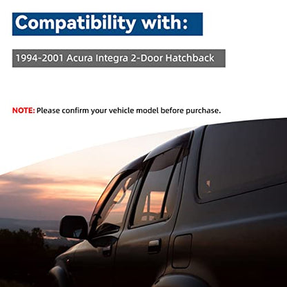 2pcs Front Smoke Tint Sun/Rain Guard Outside Mount Tape-On Vent Window Visors Compatible with 94-01 Integra 2-Door Coupe/Hatchback DC2 - size: for 1994-2001 Acura Integra 2-Door Hatchback