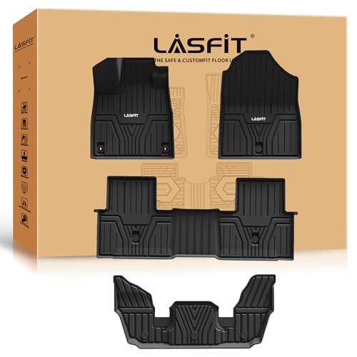 LASFIT Floor Mats for Honda Pilot 2023 2024 2025 2026 (7&8 Seats), All Weather Custom Fit TPE Odorless Anti-Slip Floor Liner 1st & 2nd & 3rd Row, Black - style: 7）For Honda Pilot | 2023-2026 | 1st & 2nd & 3rd