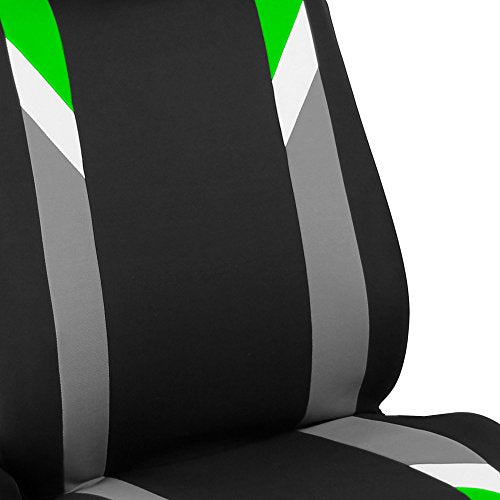 FH Group Premium Modernistic Flat Cloth Car Seat Covers – Universal Fit, Washable Seat Covers for SUV Sedan Van, Green, Full Set - color: Green, size: Full Set