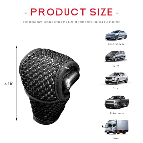 Car Gear Shift Knob Cover, Anti-Slip Manual Automatic Shifting Knob Gear Handle Stick Protection, Breathable Automotive Rod Lever Shifter Knobs Cover for SUV Truck RV (Black, Regular) - color: Black, size: Regular