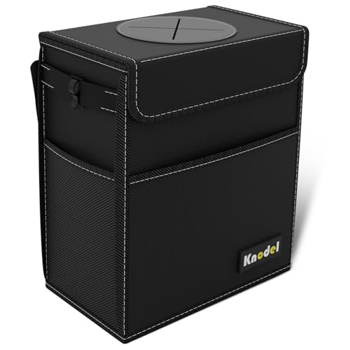 K KNODEL Car Trash Can, Waterproof Garbage Can, Trash Bag with Lid, Leak-Proof Car Bin, Trash Hanging Bag for SUV (Large, Black) - color: Black, size: Large