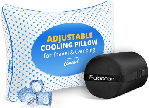 fulocean Small Cooling Memory Foam Pillow for Travel & Camping, Compressible Adjustable Pillow for Medium Firm Neck Knee Lumbar Support,Washable, Ideal Sleeping, Car, Airplane, Backpacking, Gifts - size: M - 18 x 13 Inch
