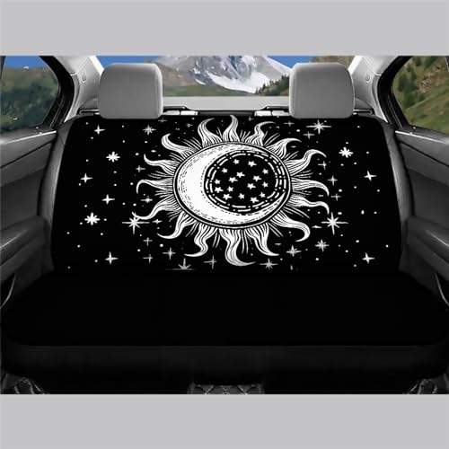 Goth Car Seat Covers Witchcraft Sun and Moon Print Bench Seat Covers for Trucks Universal Rear Seat Covers for Cars SUVs Sedan Split 2 Pack, Black - color: 1 Sun and Moon