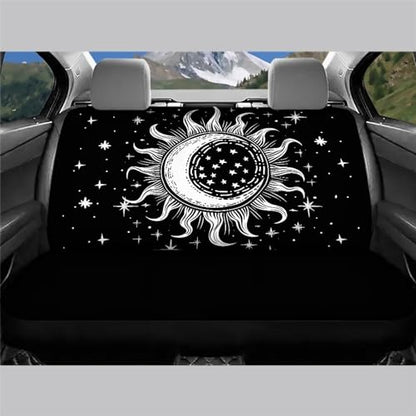 Goth Car Seat Covers Witchcraft Sun and Moon Print Bench Seat Covers for Trucks Universal Rear Seat Covers for Cars SUVs Sedan Split 2 Pack, Black - color: 1 Sun and Moon