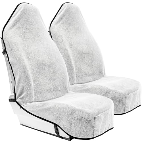 Season Guard Terry Cloth Sweat Towel Seat Cover; Carseat Towel Protector; Great for Gym Workout; Waterproof; Universal Fit for Car SUV Van Truck; EZ fit; Non Slip Grip; Machine Washable; 2pc White - color: 2pcs Front White