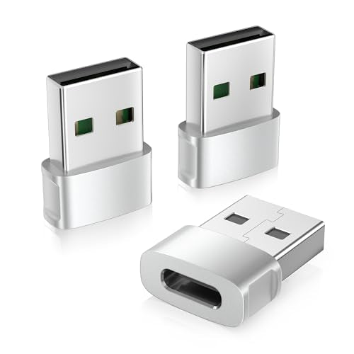 Basesailor for iPhone 17 16 Car Charger Adapter 3Pack,USB Male to USB C Female Adapter,Type C Cable Converter for Apple Air 17e 16e 15 Pro Max Plus,iWatch 11,Airpods Pro 3,iPad Mini,Samsung Galaxy S26 - color: Silver