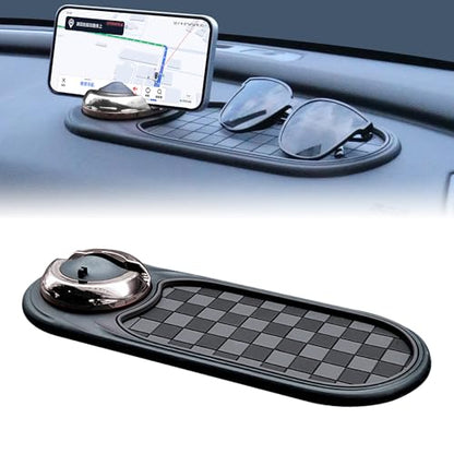 Universal Anti-Slip Car Dashboard Mat with 360° Rotating Phone Holder – Multi-Functional Organizer Pad for Phones, Sunglasses, Keys, and Daily Essentials (Gray Silver) - color: Gray Silver