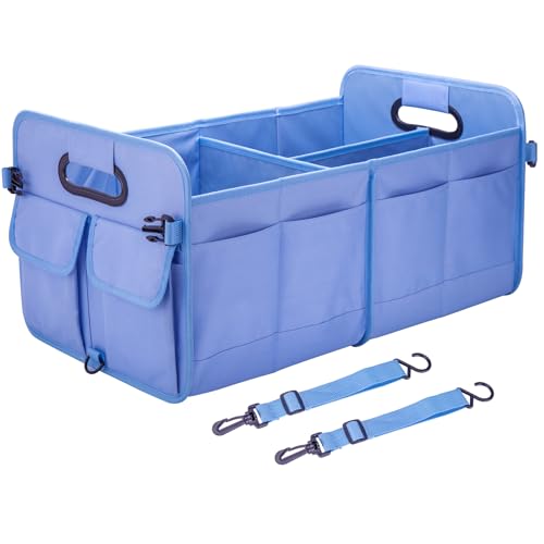 titiyiof Trunk Organizer For Suv & Sedan,Car Organizers and Storage, Waterproof Collapsible & Adjustable Straps,75L Sturdy Car Organization for Car Accessories, Tools,Sundries,2-3 Compartment（Blue） - color: Light Blue, size: Large (75L)
