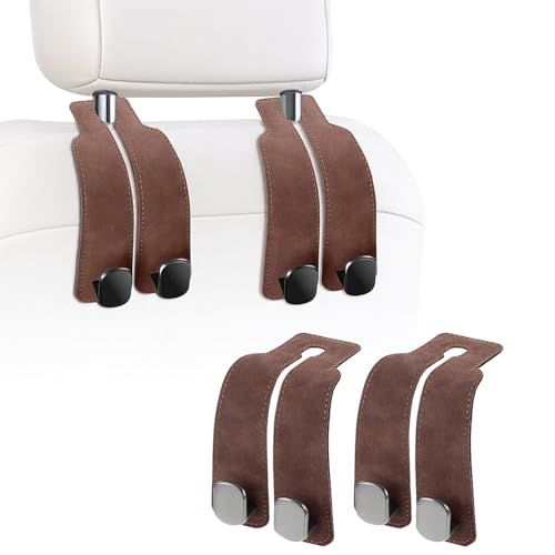 Travel Depot Headrest Hooks for Car, Purse Hook for Car, Premium Leather Twin Hook Car Seat Hooks, Double Hook Seat Back Storage Organizer for Purses, Bags, SUV, Truck, Vehicle, 2 Pack, Brown - color: Brown