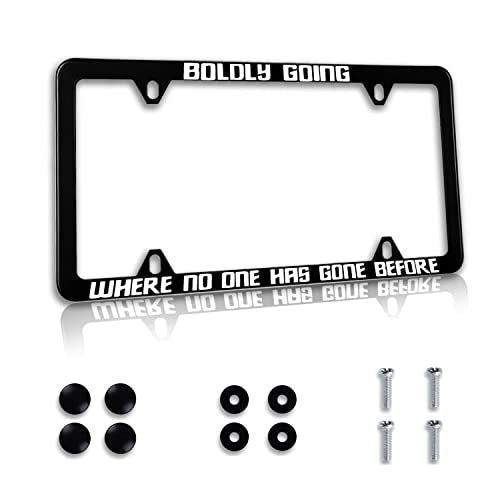 1Pack Funny License Plate Frame Boldly Going Where No One Has Gone Before Humorous Text License Plate Holder Stainless Steel Parts Decora with Screws 12.3" x 6.3"for Men Women - color: Boldly Going Where No One Has Gone Before, size: 1 Pack