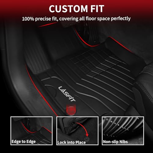 LASFIT Floor Mats for Mercedes Benz GLE SUV 2020-2026 350/450/ 53 AMG (Not Fit Coupe; Fit 5 Seats), All Weather TPE Anti-Slip Floor Liners Custom Fit GLE Car Mats, 1st & 2nd Row Set, Black - size: 1) For Benz GLE | 2020-2026 | 1st & 2nd Row
