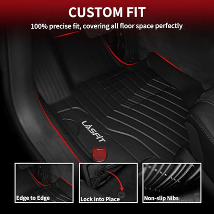 LASFIT Floor Mats for Mercedes Benz GLE SUV 2020-2026 350/450/ 53 AMG (Not Fit Coupe; Fit 5 Seats), All Weather TPE Anti-Slip Floor Liners Custom Fit GLE Car Mats, 1st & 2nd Row Set, Black - size: 1) For Benz GLE | 2020-2026 | 1st & 2nd Row