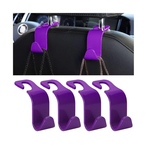 Hanemia Car Seat Headrest Hook, 4PCS Vehicle Seat Back Hanger Storage Organizer for Purse Bag Coat, Auto Interior Hanging Holder Organization Accessories, Universal for SUV Sedan Truck (Purple) - color: Purple