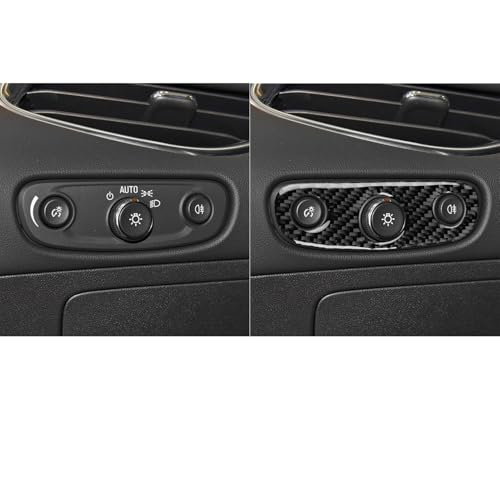 Black Carbon Fiber Compatible with Chevrolet/Chevy Malibu 2016 2017 2018 2019 2020 2021 2022 2023 2024 2025 Accessories Car Headlight Switch Dome Lamp Switch Cover Interior Trim Decal -B - color: Headlight Switch -B