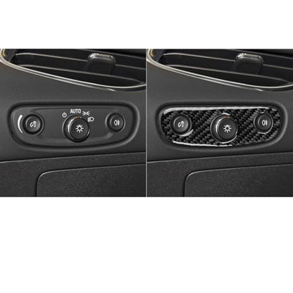 Black Carbon Fiber Compatible with Chevrolet/Chevy Malibu 2016 2017 2018 2019 2020 2021 2022 2023 2024 2025 Accessories Car Headlight Switch Dome Lamp Switch Cover Interior Trim Decal -B - color: Headlight Switch -B