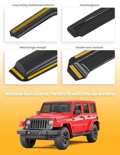 in-Channel Window Rain Guards Fit for Jeep Wrangler JK 2007-2018 Extra Durable Window Visors Window Deflectors Vent Visors Vent Shades Car Accessories-4 pcs - size: Fit for 2007-2018 Jeep Wrangler Jk