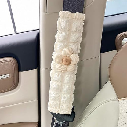Car Seat Belt Cover Pad, 2 Pack Flower Car Accessorie Seatbelt Covers Cushion Neck Shoulder Strap Protector Universal Seat Belt Cover for Adults and Kids (Texture Flower) - color: Texture flower