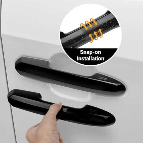Car Door Handle Cover Protector Compatible with Toyota 2019-2025 RAV4 & 2020-2025 Highlander Hybrid (Include HEV) Accessories Glossy Black ABS Material - color: RAV4/Highlander