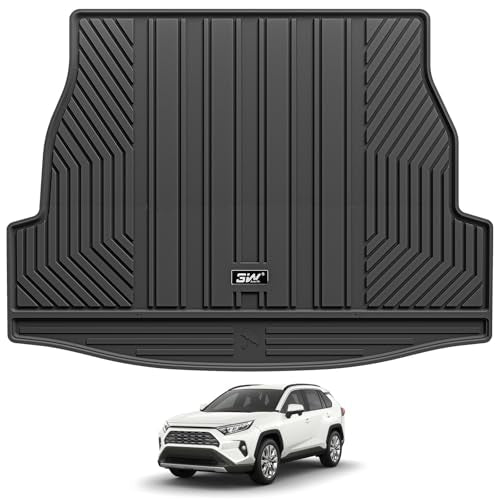 3W Cargo Liner Fit for Toyota RAV4 2019-2025 Hybrid and Gasoline (Not for Prime), TPE All Weather Custom Fit Trunk Mat for Toyota RAV4 Full Set Car Mats, Black - size: 2. Toyota Rav4|19-25|cargo Liner
