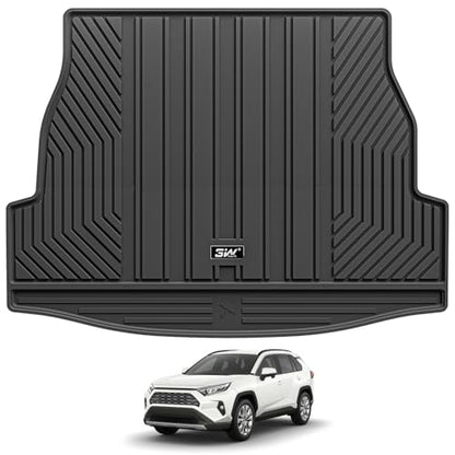 3W Cargo Liner Fit for Toyota RAV4 2019-2025 Hybrid and Gasoline (Not for Prime), TPE All Weather Custom Fit Trunk Mat for Toyota RAV4 Full Set Car Mats, Black - size: 2. Toyota Rav4|19-25|cargo Liner