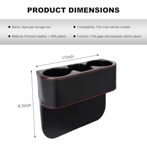 Car Seat Gap Filler Organizer, Multifunctional Auto Console Side Storage Box with Cup Holder, Universal PU Leather Cup Holder Front Seat Crevice Filler for Car Truck SUV (Carbon Fiber Black) - color: Carbon Fiber Black