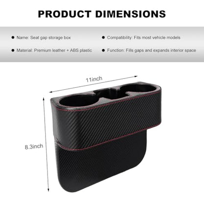 Car Seat Gap Filler Organizer, Multifunctional Auto Console Side Storage Box with Cup Holder, Universal PU Leather Cup Holder Front Seat Crevice Filler for Car Truck SUV (Carbon Fiber Black) - color: Carbon Fiber Black