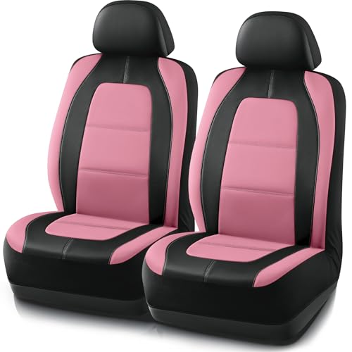 Road Comforts Car Seat Cover, Leather Car Seat Covers, Front Low Back Sport Seat Covers, Airbag Compatible, Universal Fits for Most Cars (Pink) - color: Pink Front Seat, size: Front Seat