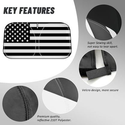 D-Lumina Windshield Sun Shade for 2019-2024 Toyo'ta RAV4 Accessories, Front Window Sunshade American Flag Sun Visor Protector Sun Shield Blocks UV Rays Heat, Foldable 2 Layers 210T Material - size: Silver & Black-fit 2019-2024 Toyota Rav4