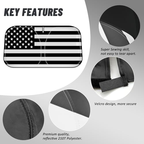D-Lumina Windshield Sun Shade for 2011-2021 Jee-p Grand Cherokee (NOT for Grand Cherokee L), Front Window Sunshade American Flag Sun Visor Sun Shield Block UV Ray Heat, Foldable 2 Layers 210T Material - size: Silver & Black-Fit 2011-2021 Jeep Grand Cherok