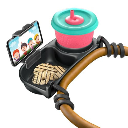 Swanoo Universal Stroller Snack Tray with Phone Holder | Compatible with Nuna Mockingbird Bugaboo Uppababy | Stroller Bumper Bar Tray Attachment | Baby Toddler Disneyland -Single Pack - color: Snack Tray With Phone Holder Black