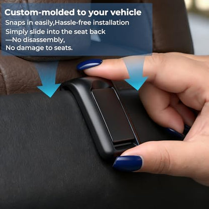 2 Packs Upgraded Foldable Car Seat Headrest Hidden Hooks for Volvo XC90 XC60 XC40 S90 S60 C70 V90 V60 EX30 EX90 60/90 Series Accessories, Storage Organizer for Purse Bag Toy Bottle