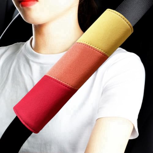 2Pcs Suede Universal Car Seat Belt Pads Cover Compatible with Toyota TRD Camry RAV4 Corolla Tacoma Interior Accessories (T)
