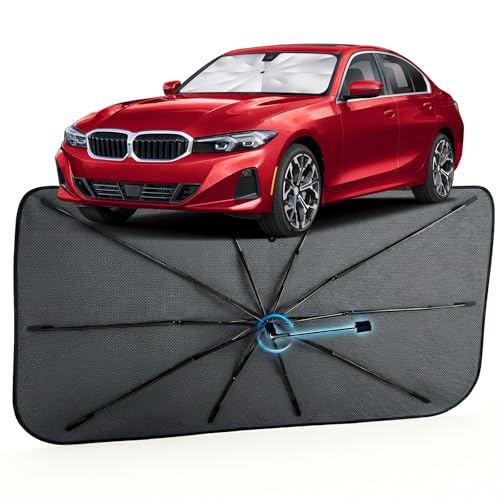 Car Windshield Sun Shade for BMW 3 Series 2019-2026 –[Reflective Coated Fabric] Sunshade Umbrella for Front Window, Car Shades Sun Visor Keep Car Cool and Protects Interior, 1:1 Exact Fit - size: For BMW 3 Series 2019-2026