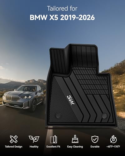 3W Floor Mats & Cargo Liner Custom Fit for BMW X5 2019-2024 2025 2026 40i/45e/50e/50i/M/M50i/M60i TPE All-Weather Full Set Heavy Duty Floor Liner and Trunk Mat Accessories (Only for 5 Passenger) - style: 3) X5 2019-2026 | Full Set