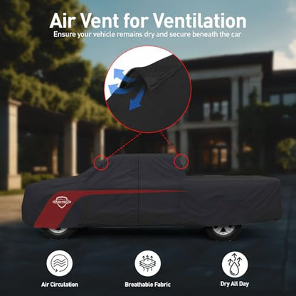 Ultimum Lite Truck Car Cover for 1992-2000 Chevrolet Chevy C/K Pickup Truck Crew Cab 6.5 ft Bed with Zipper Breathable All Weather Protection Scratch, Dust, Sun, Snow, Rain Protection Indoor Outdoor - color: Black