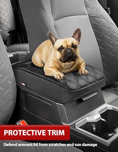 KBH Center Console Armrest Cover for Toyota Tacoma 2024 2025 2026, Vinyl Leather Interior Accessories, Durable Middle Console Protector, Anti-Scratch - size: Toyota Tacoma 2024-2026, Black