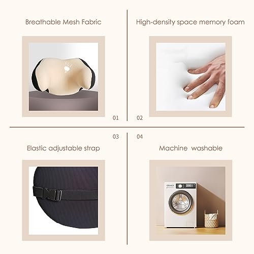 Really Helpful Car Headrest Pillow, Car Neck Pillow for Sleeping with Adjustable Strap, 100% Memory Foam & Breathable Removable Cover, Ergonomic Design - Softness Travel Car Pillow(Beige, 1PC) - color: Beige