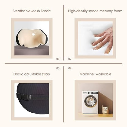 Really Helpful Car Headrest Pillow, Car Neck Pillow for Sleeping with Adjustable Strap, 100% Memory Foam & Breathable Removable Cover, Ergonomic Design - Softness Travel Car Pillow(Beige, 1PC) - color: Beige