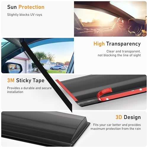 Shatterproof Taped-On Window Deflectors for Chevrolet (Chevy) Equinox 2018-2024, Rain Guards, Window Visors for Cars, Vent Deflector, 4pcs - size: For 2018-2024 Equinox