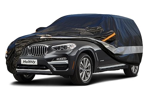 10 Layers Car Cover Waterproof All Weather for Large SUV,100% Waterproof Outdoor Car Covers Rain Snow UV Dust Protection. Custom Fit for Porsche Cayenne, BMW X5, Toyota Highlander,etc - color: Black, size: A11-See vehicle size chart