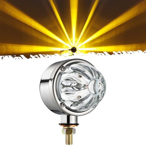 Partsam 1x Glass Watermelon Light Single-Face Amber LED Turn Signal Marker Light, Zinc Alloy Housing Clear Lens Post Mount for Peterbilt Freightliner Semi Truck Trailer, 10-30V - color: ClearLensAmberLights