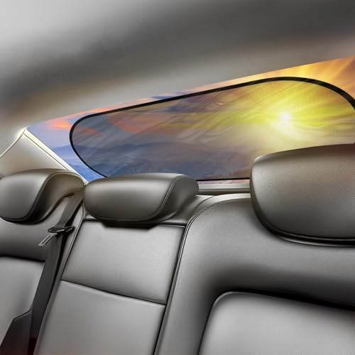 IC ICLOVER Car Sun Shade for Back Window, Static Cling UV Protection Folding Auto Rear Window Sunshade, Universal Mesh Screen Sun Visor Block Harmful UV Rays for Children, Fit for Sedans, SUV, Truck - color: Black - Static Cling