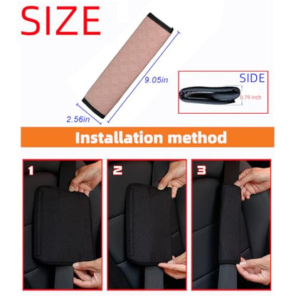 2PCS Car Seatbelt Cover, 9.05 Inches Soft Leather Vehicle Safety Seat Belt Strap Cushion, Comfortable Auto Shoulder Neck Chest Protection Pads Accessories, Extremely Long (Pink) - color: Pink/9 inches