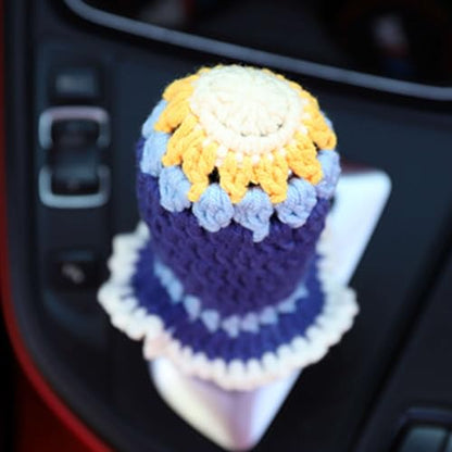 Crochet Shift Knob Cover, Universal Cute Handmade Sunflower Boho Car Accessories for Women, Car Shift Boots Knobs Cover Automotive Interior Fits Car Truck SUV (69#SC) - color: 69#SC