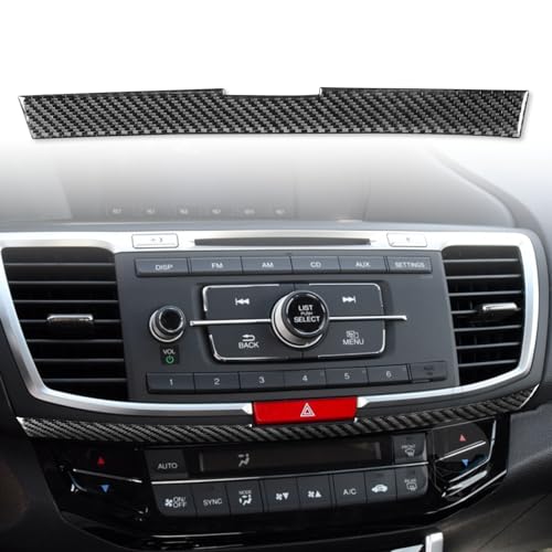 Soft Real Carbon Fiber Compatible with Honda Accord 2013 2014 2015 2016 2017 9th Gen Interior Accessories Car Central Control Air Vent Outlet Bottom Panal Decorative Strip Trim Sticker - color: Black 51